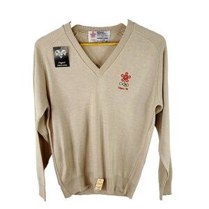 Vintage 1988 Calgary Winter Olympic Sweater Mens Size Medium Tan NEW NWT